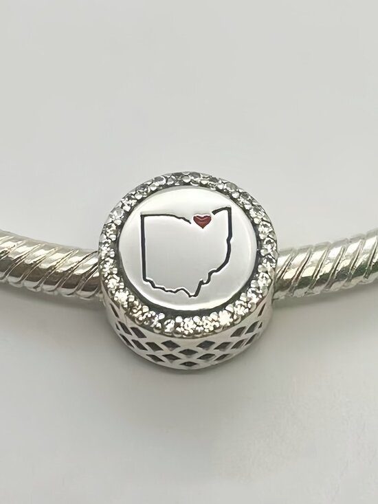 Pandora Jewelry - Pandora Love Cleveland.Ohio Map Dangle Charm  Pendant, S925 Sterling Silver